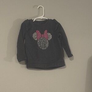 Disney Black Sweatshirt with Pink Bow and Snowflake Design